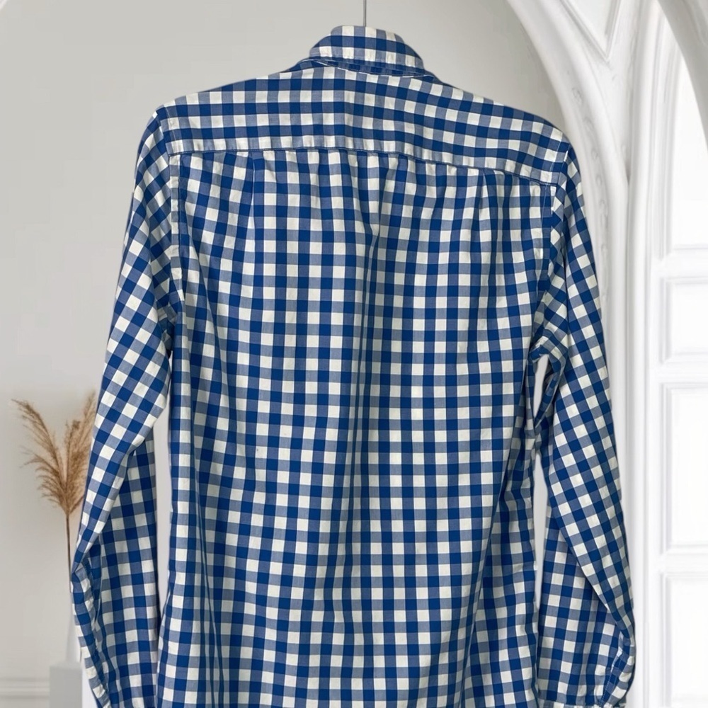 J Crew Factory Cotton Blue and White Check Button Down shirt XS - Picture 5 of 9